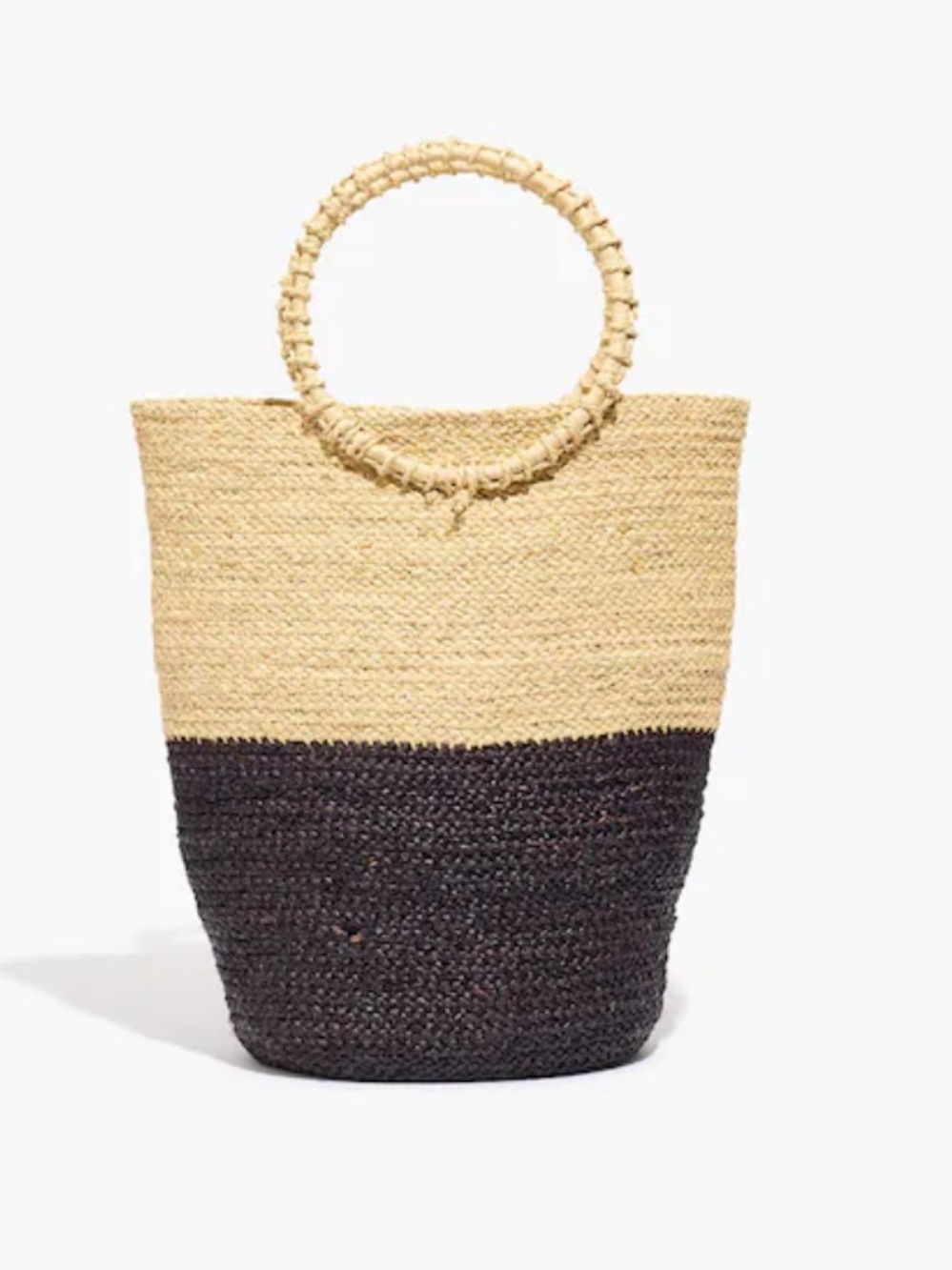 Indego Africa Junonia Handmade Raffia Natural Black Bag Purse Two Toned